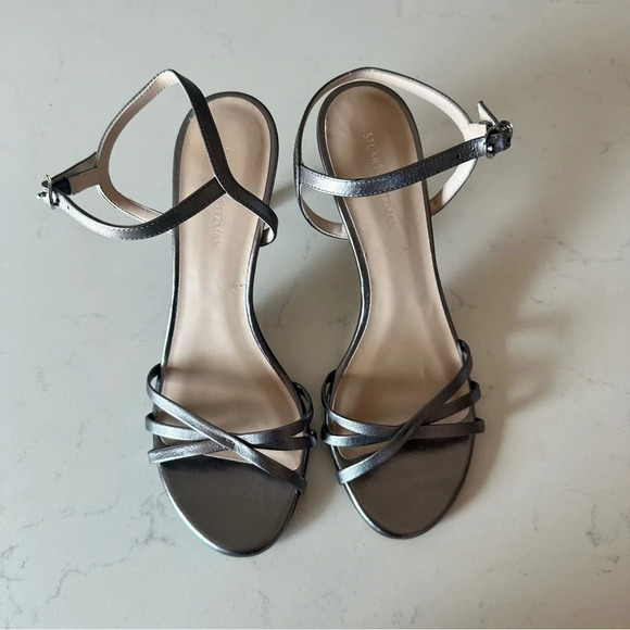 Stuart Weitzman Starla 80 Ankle strap Sandal Color Gunmetal Size: 5 - Picture 3 of 6